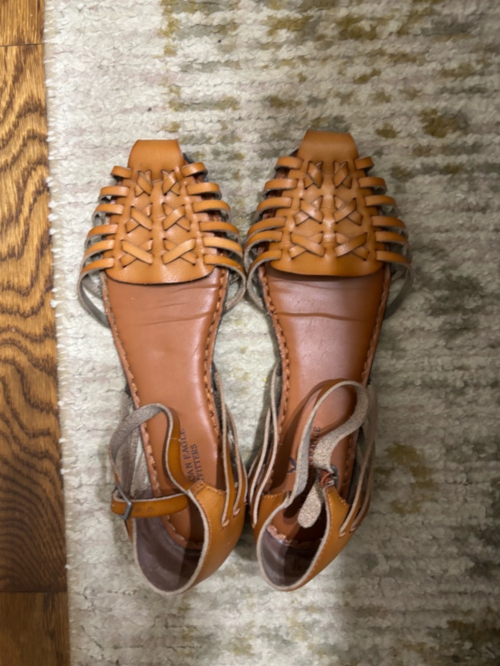 American Eagle Outfitters Tan Woven Leather Gladiator Sandals
